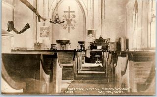 Vintage Nashua,  Iowa Rppc Real Photo Postcard " Interior,  Little Brown Church "