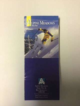 Vintage 90s Lake Tahoe Alpine Meadows Ski Resort Map Brochure