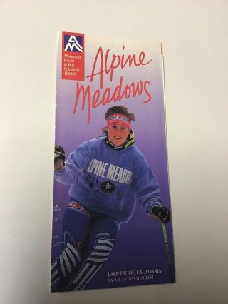 Vintage 90s Lake Tahoe Ca Alpine Meadows Ski Resort Map Brochure