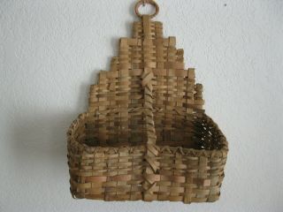 A Great 19th C Hanging Splint Loom Basket In The Best Old