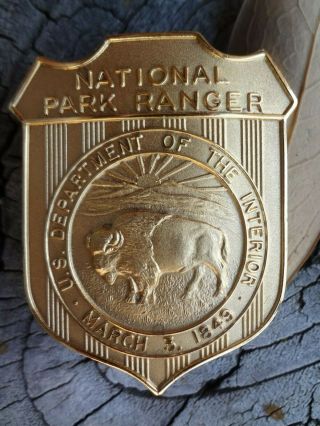 Vintage Obsolete Nps National Park Ranger 24k Gold Plated Badge,  No Reser