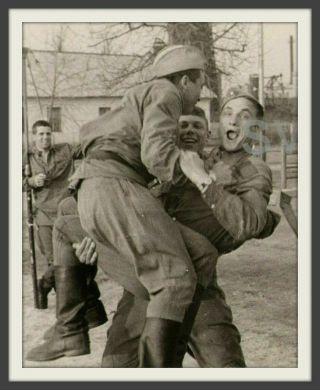 Soldiers Game Military Fun Sport Strongman Soviet Army Handsome Men Hug Photo