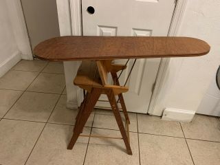 Vintage 3 In 1 Wooden Ironing Board/step Ladder/batchelor Chair