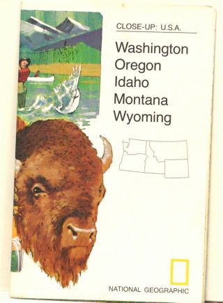 Vintage 1973 National Geographic Map Of Washington Oregon Idaho Montana Wyoming