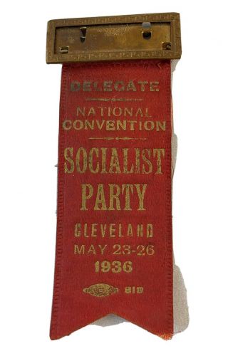 Vintage 1936 Delegate – Socialist Party National Convention Ribbon