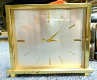 Rare Bulova Accutron 214 Solid Brass Desk Mantel Clock Tuning Fork Vintage