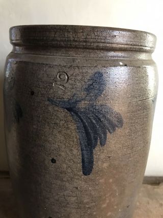 2 Gallon Antique Cobalt Blue Decorated Stoneware Crock Canning AAFA Salt Glazed 2