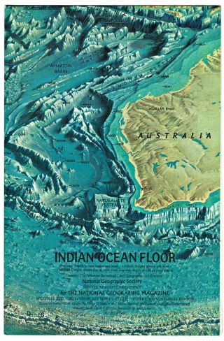 ⫸ 1967 - 10 October Vintage Indian Ocean Floor – National Geographic Map C - 2