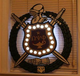 Omega Psi Phi Fraternity - 24 " (inch) Lighted Carved Shield (painted)