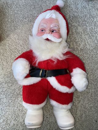 The Rushton Company Vintage Rubber Face Santa Claus Doll Christmas 21”