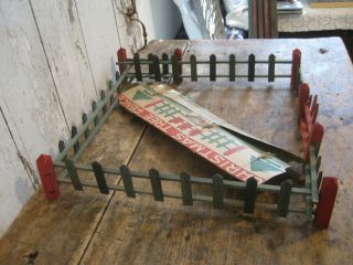 Vintage Primitive Christmas Tree Wood Fence Red Green Paint American