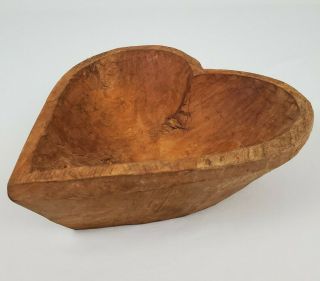 Vintage Wooden Heart Dough Bowl Primitive Farmhouse Decor