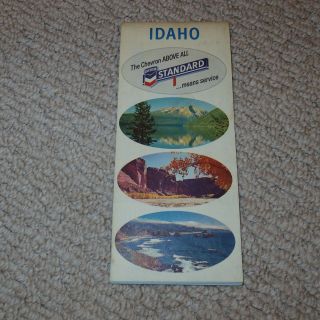 Vintage 1966 Chevron/standard Oil Company Idaho State Highway Road Map - Used/gc