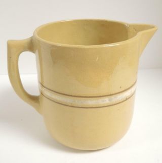 Large Yellow Ware Brown And White Banded Water Pitcher