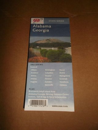 Aaa Vintage 2003 - 05 Alabama & Georgia State Foldout Paper Road Map Travel