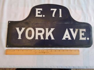 Orig 1917 York Av 7 71 St.  Nyc York City Porcelain Street Sign Uptown