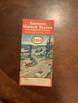 Vintage Road Map.  Eastern United States And Adjacent Canada Esso