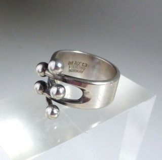 Anna Greta Eker,  Norway Sterling Silver Jester Ball Ring.  Vintage 1960s.  Size M 2