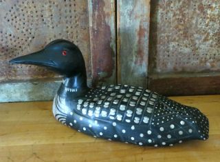 Vintage Hand Carved Wood Common Loon Waterfowl Drake Duck Decoy Bird Sculpture