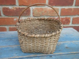 Good Small Antique 19th Century Oak Splint Basket