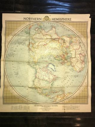 Vintage Map Of Northern Hemisphere (national Geographic February 1946)