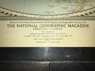 Vintage Map of Northern Hemisphere (National Geographic February 1946) 2