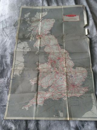 Vintage British Railways Map 1964.  Great Britain.  Scotland