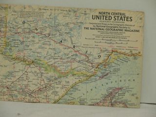 Vintage 1958 National Geographic Map North Central United States
