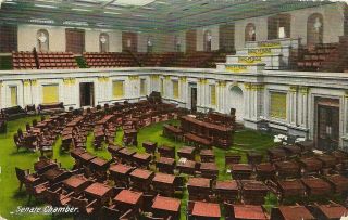 Vintage Washington Dc Linen Postcard Senate Chamber Capitol