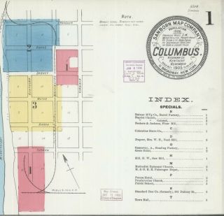 Columbis,  Kentucky Sanborn Map© Sheets 15 Maps In Full Color 1886 To 1927
