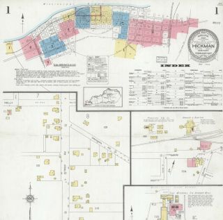 Hickman,  Kentucky Sanborn Map© Sheets 36 Maps In Full Color 1886 To 1927