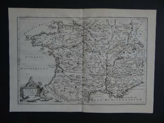 1703 Cellarius Atlas Map France - Gallia Narbonensis Aquitania