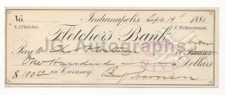 Benjamin Harrison - 1885 Check Filled Out Entirely And Signed By Harrison