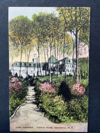 Valeria Home For Girls,  Oscawana Ny Vintage Hand Colored Postcard Unposted