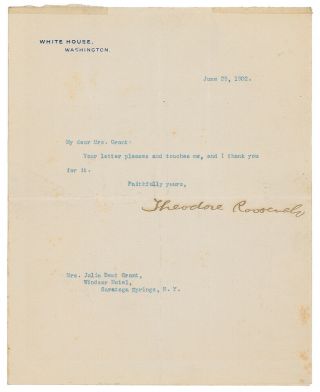 Theodore Roosevelt 1902 Typed Letter Signed As President - To Former First Lady