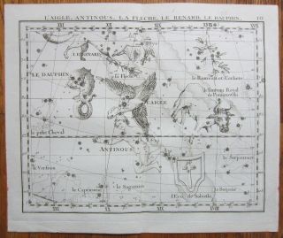 Flamsteed Astronomy Celestial Map Eagle Fox Dolphin - 1776
