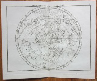 Flamsteed Astronomy Celestial Map Hemisphere Austral - 1776