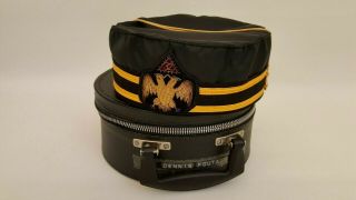 Vintage 32nd Degree Mason Hat In Case Sz 7 5/8