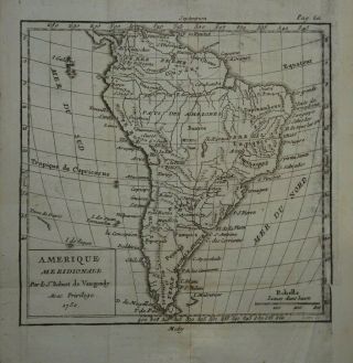 Antique Map Of South America By Robert De Vaugondy 1750