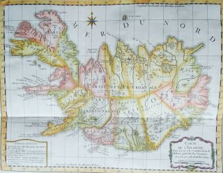 Iceland,  Large Map J.  N.  Bellin,  1749,  Carte De L´islande