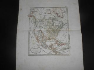 1847 Copper Engraving Map Of North America Edited In Naples Italy