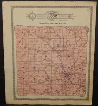 Wisconsin Richland County Map Bloom Or Marshall Township C1914 Dbl Sided J24 98