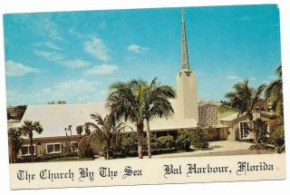 Vintage Florida Chrome Postcard Church By The Sea Bal Harbour Miami Beach