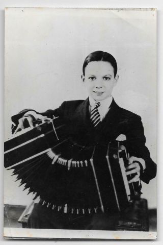 Photo Early Astor Piazzolla Playing Bandoneon 1946