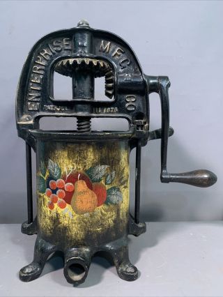 Antique Primitiive Cast Iron Enterprise Painted Fruit Press Old Country Wine