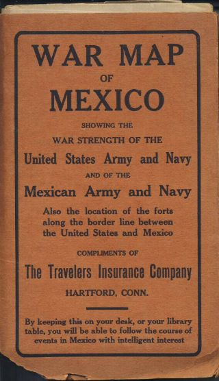 War Map Of Mexico.  Showing The Strength Of Forces On Both Sides,  Ca 1916