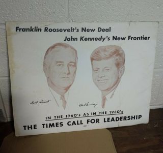 1960 John F.  Kennedy Fdr Official Campaign Poster Frontier Roosevelt Jfk