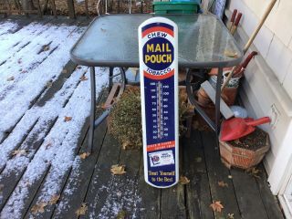 Vintage Large Mail Pouch Chewing Tobacco Advertising Thermometer