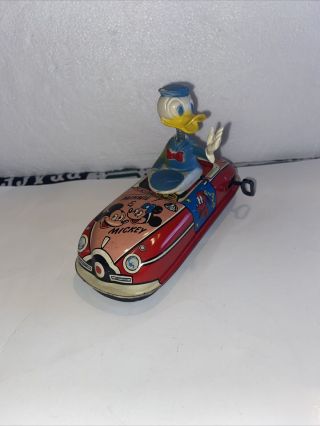 Vintage Disney Donald Duck Wind - Up Car Read Mar Toys Usa Ny