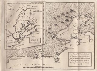 1758 Rare Map - " Plan Of The City & Harbour Of Louisburg " - Cape Breton,  Canada